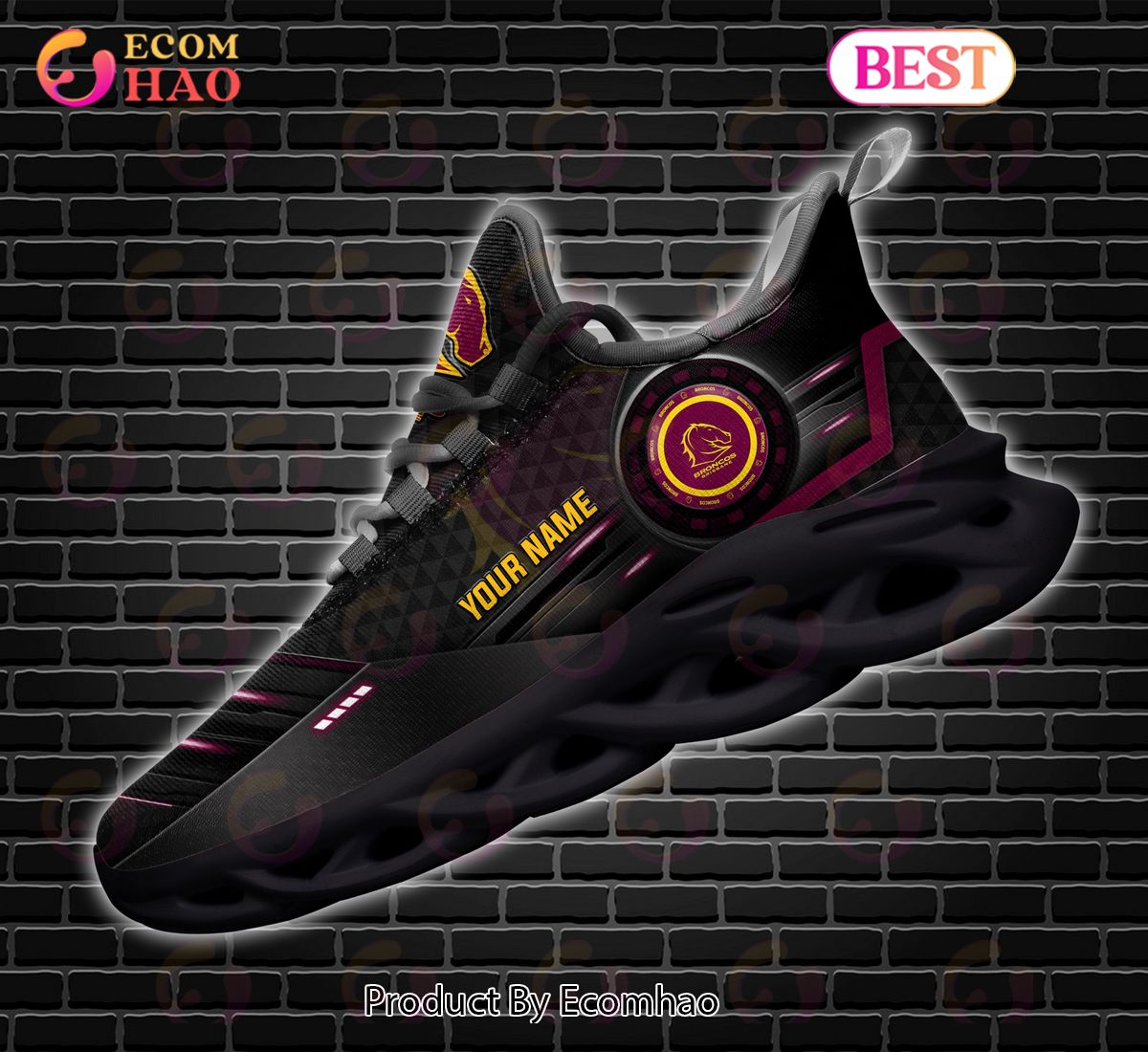 NRL Brisbane Broncos Custom Name 2023 New Max Soul Shoes V1 NRL Brisbane Broncos Custom Name 2023 New Max Soul Shoes V1