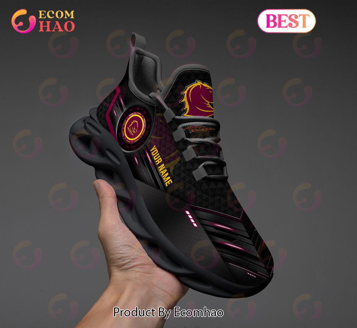 NRL Brisbane Broncos Custom Name 2023 New Max Soul Shoes V1 NRL Brisbane Broncos Custom Name 2023 New Max Soul Shoes V1