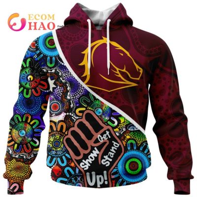NRL Brisbane Broncos Custom Name Number Indigenous NAIDOC Pullover Hoodie