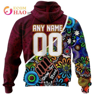 NRL Brisbane Broncos Custom Name Number Indigenous NAIDOC Pullover Hoodie