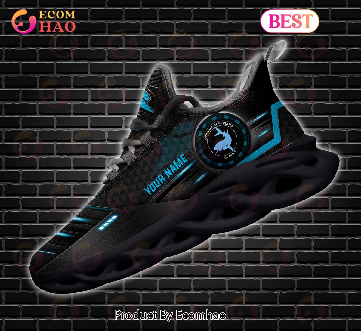 NRL Cronulla-Sutherland Sharks Custom Name New Hot 2023 Max Soul Shoes V1 NRL Cronulla-Sutherland Sharks Custom Name New Hot 2023 Max Soul Shoes V1