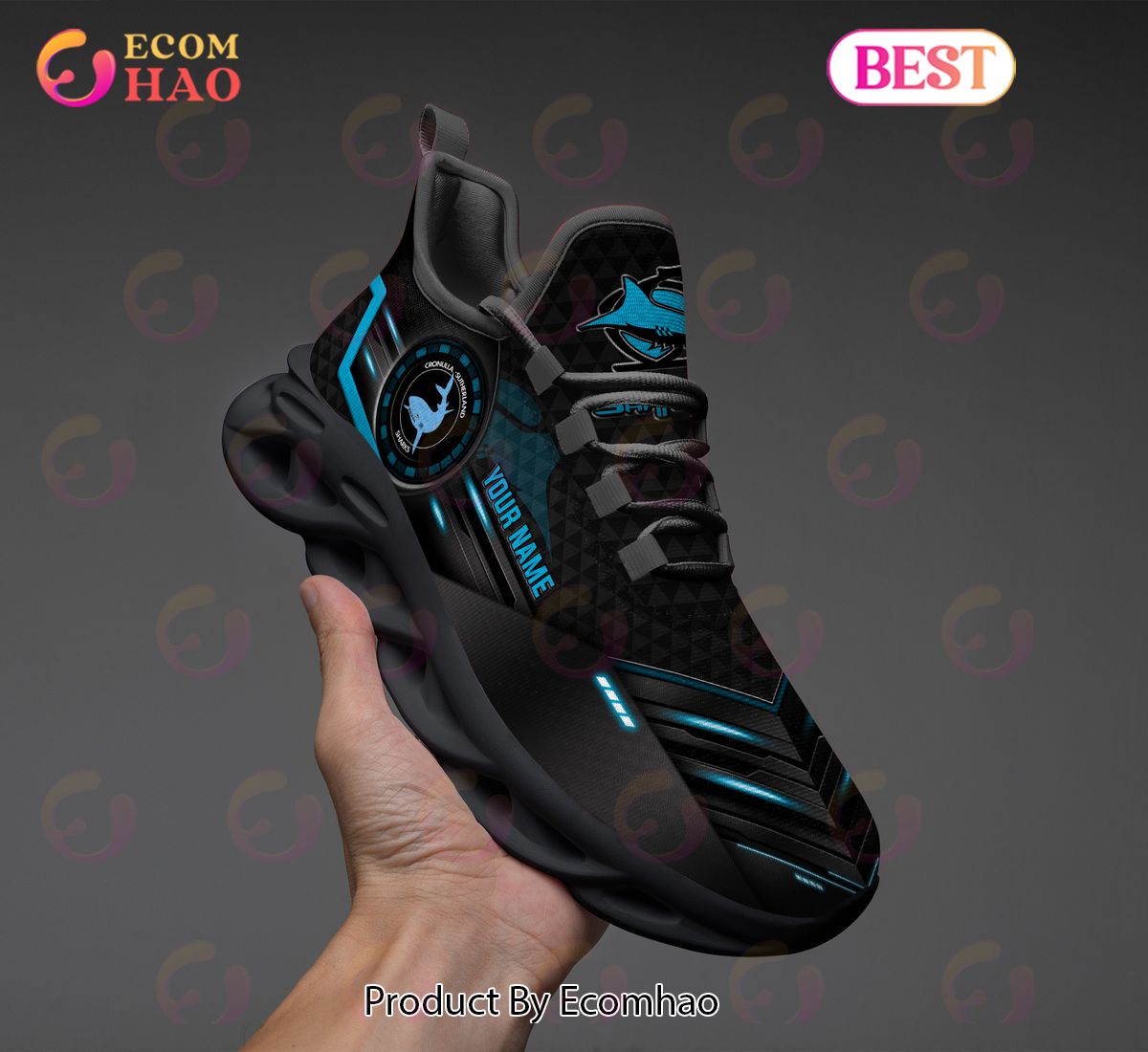 NRL Cronulla-Sutherland Sharks Custom Name New Hot 2023 Max Soul Shoes V1 NRL Cronulla-Sutherland Sharks Custom Name New Hot 2023 Max Soul Shoes V1