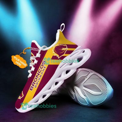 NRL Brisbane Broncos Custom Name Maroon Gold Max Soul Shoes V2
