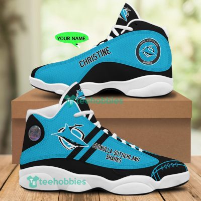 NRL Cronulla-Sutherland Sharks Custom Name Air Jordan 13 Shoes V3