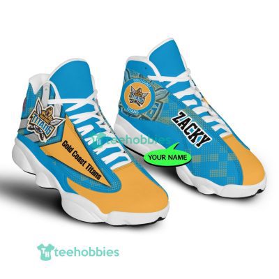 NRL Gold Coast Titans Custom Name Blue Gold Air Jordan 13 Shoes