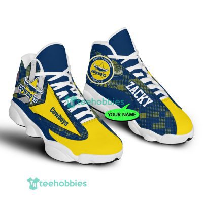 NRL North Queensland Cowboys Custom Name Blue Yellow Air Jordan 13 Shoes