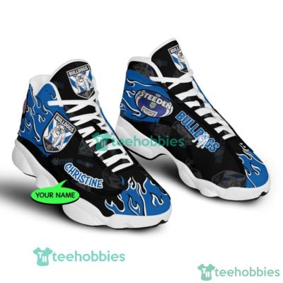 NRL Canterbury-Bankstown Bulldogs Custom Name Blue Fire Air Jordan 13 Shoes