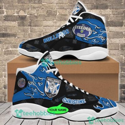 NRL Canterbury-Bankstown Bulldogs Custom Name Blue Fire Air Jordan 13 Shoes