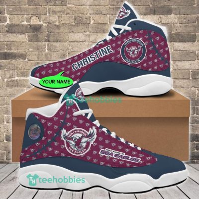 NRL Manly Warringah Sea Eagles Custom Name Maroon Blue Air Jordan 13 Shoes V2