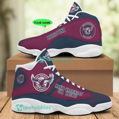NRL Manly Warringah Sea Eagles Custom Name Maroon Blue Air Jordan 13 Shoes