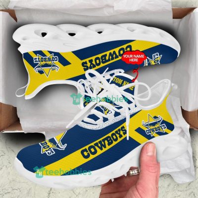 NRL North Queensland Cowboys Custom Name Yellow Blue Max Soul Shoes