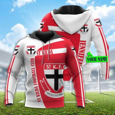 AFL St Kilda Saints Custom Name Red White Pullover Hoodie
