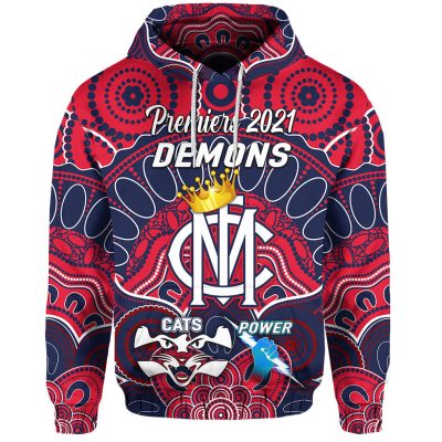 AFL Melbourne Demons Premiers 2021 Indigenous Pullover Hoodie