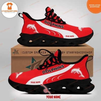 NRL Dolphins Custom Name Max Soul Shoes V1