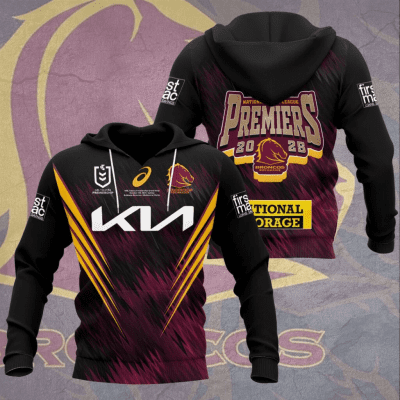 Brisbane Broncos NRL 2025 Champions 3D Hoodie Tshirt Gift For Broncos Fans-BR009