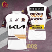 Brisbane Broncos Grand Final 2025 NEVER BACK DOWN 3D Apparel
