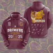 Brisbane Broncos NRL 2025 Champions 3D Hoodie Tshirt Gift For Broncos Fans-BR009