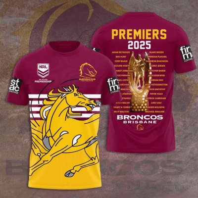 Brisbane Broncos 2025 Premiership Broncos Team 2025 and Retro Style 3D Apparel
