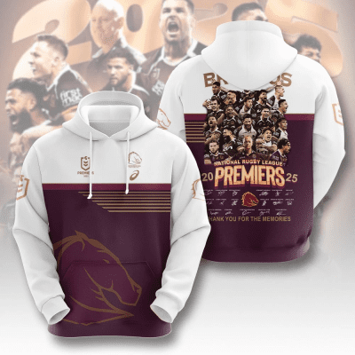 Brisbane Broncos NRL 2025 Champions 3D Hoodie Tshirt Gift For Broncos Fans-BR009