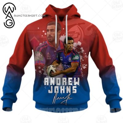 NRL Newcastle Knights Custom Name Number Andrew Johns #7 Pullover Hoodie V3