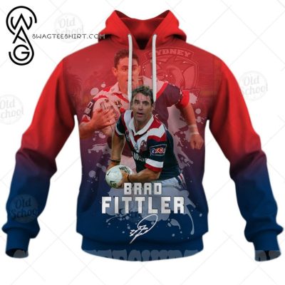NRL Sydney Roosters #6 Brad Fittler Pullover Hoodie V7
