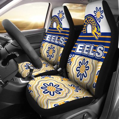 NRL Parramatta Eels Indigenous White Blue Car Seat Covers