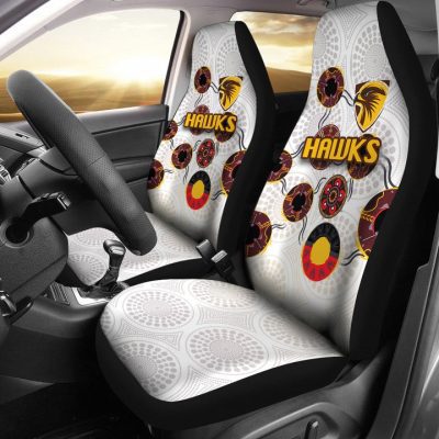 AFL Hawthorn Hawks Indigenous - White Car Seat Covers