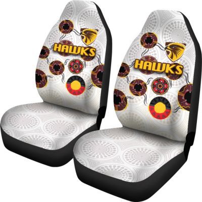 AFL Hawthorn Hawks Indigenous - White Car Seat Covers
