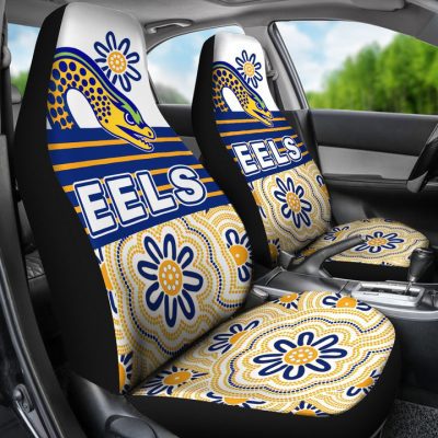 NRL Parramatta Eels Indigenous White Blue Car Seat Covers