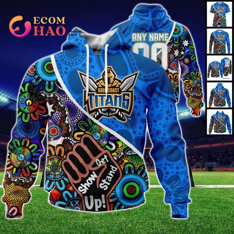NRL Gold Coast Titans Custom Name Number NAIDOC Weed Pullover Hoodie NRL Gold Coast Titans Custom Name Number NAIDOC Weed Pullover Hoodie