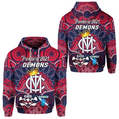 AFL Melbourne Demons Premiers 2021 Indigenous Pullover Hoodie