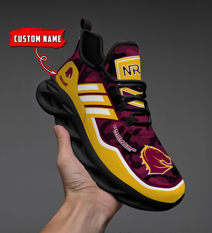 NRL Brisbane Broncos Custom Name Camo Max Soul Shoes NRL Brisbane Broncos Custom Name Camo Max Soul Shoes