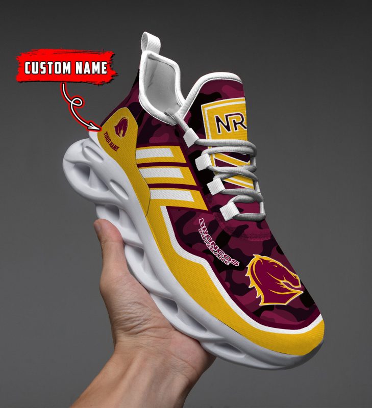NRL Brisbane Broncos Custom Name Camo Max Soul Shoes NRL Brisbane Broncos Custom Name Camo Max Soul Shoes
