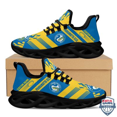 NRL Parramatta Eels Custom Name Yellow Blue Max Soul Shoes V5