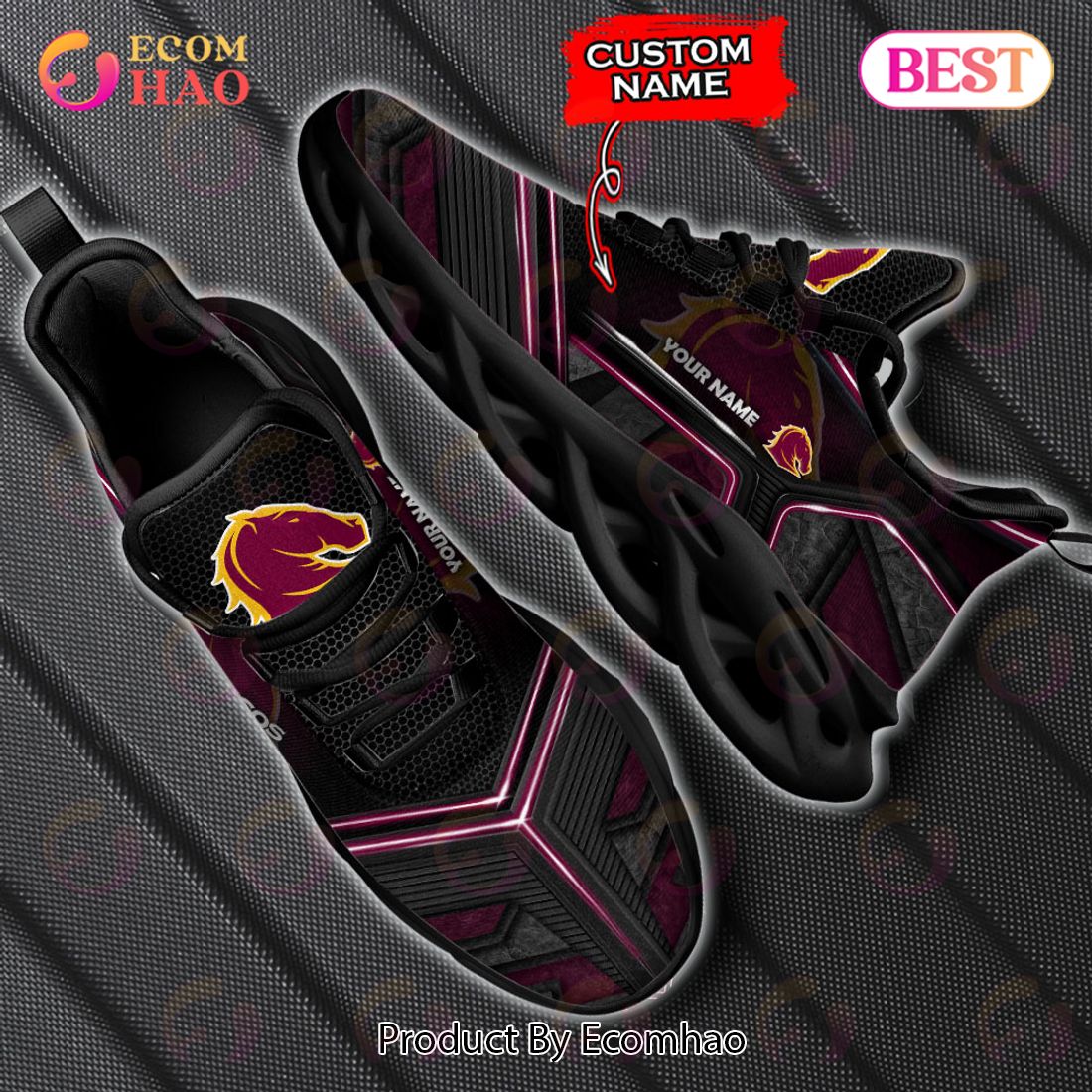 NRL Brisbane Broncos Custom Name 2023 New Max Soul Shoes V2 NRL Brisbane Broncos Custom Name 2023 New Max Soul Shoes V2