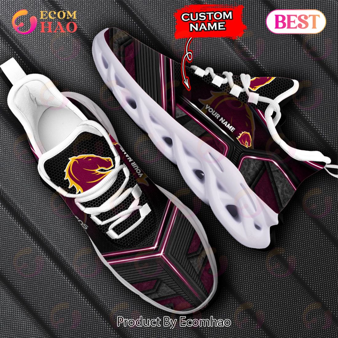 NRL Brisbane Broncos Custom Name 2023 New Max Soul Shoes V2 NRL Brisbane Broncos Custom Name 2023 New Max Soul Shoes V2