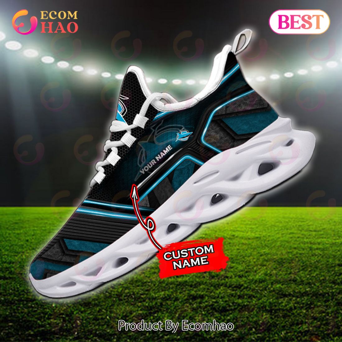 NRL Cronulla-Sutherland Sharks Custom Name New Hot 2023 Max Soul Shoes V2 NRL Cronulla-Sutherland Sharks Custom Name New Hot 2023 Max Soul Shoes V2