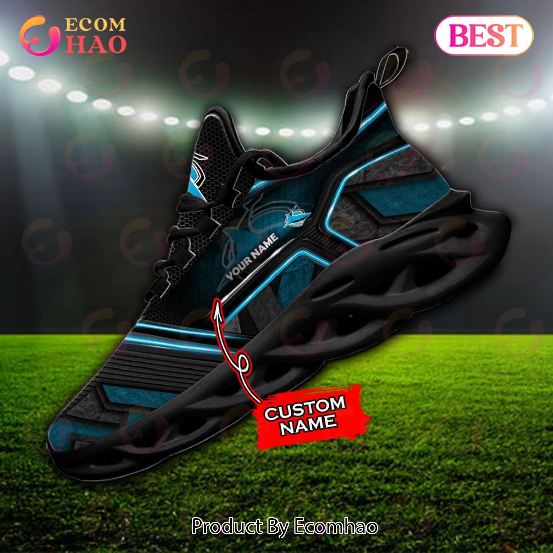NRL Cronulla-Sutherland Sharks Custom Name New Hot 2023 Max Soul Shoes V2 NRL Cronulla-Sutherland Sharks Custom Name New Hot 2023 Max Soul Shoes V2