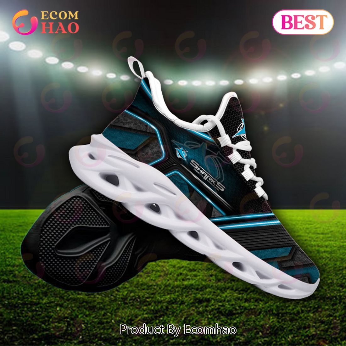 NRL Cronulla-Sutherland Sharks Custom Name New Hot 2023 Max Soul Shoes V2 NRL Cronulla-Sutherland Sharks Custom Name New Hot 2023 Max Soul Shoes V2