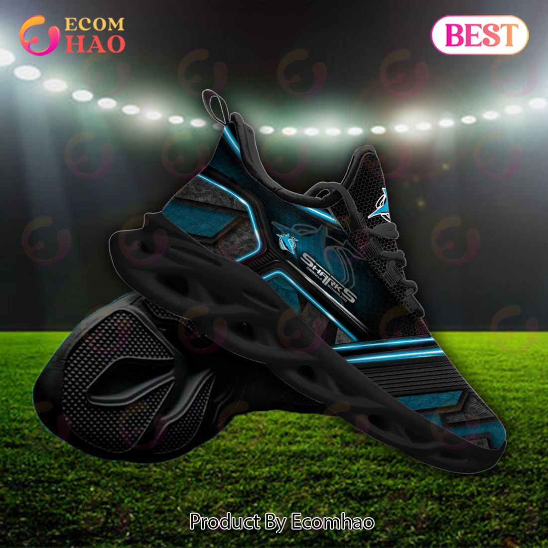 NRL Cronulla-Sutherland Sharks Custom Name New Hot 2023 Max Soul Shoes V2 NRL Cronulla-Sutherland Sharks Custom Name New Hot 2023 Max Soul Shoes V2