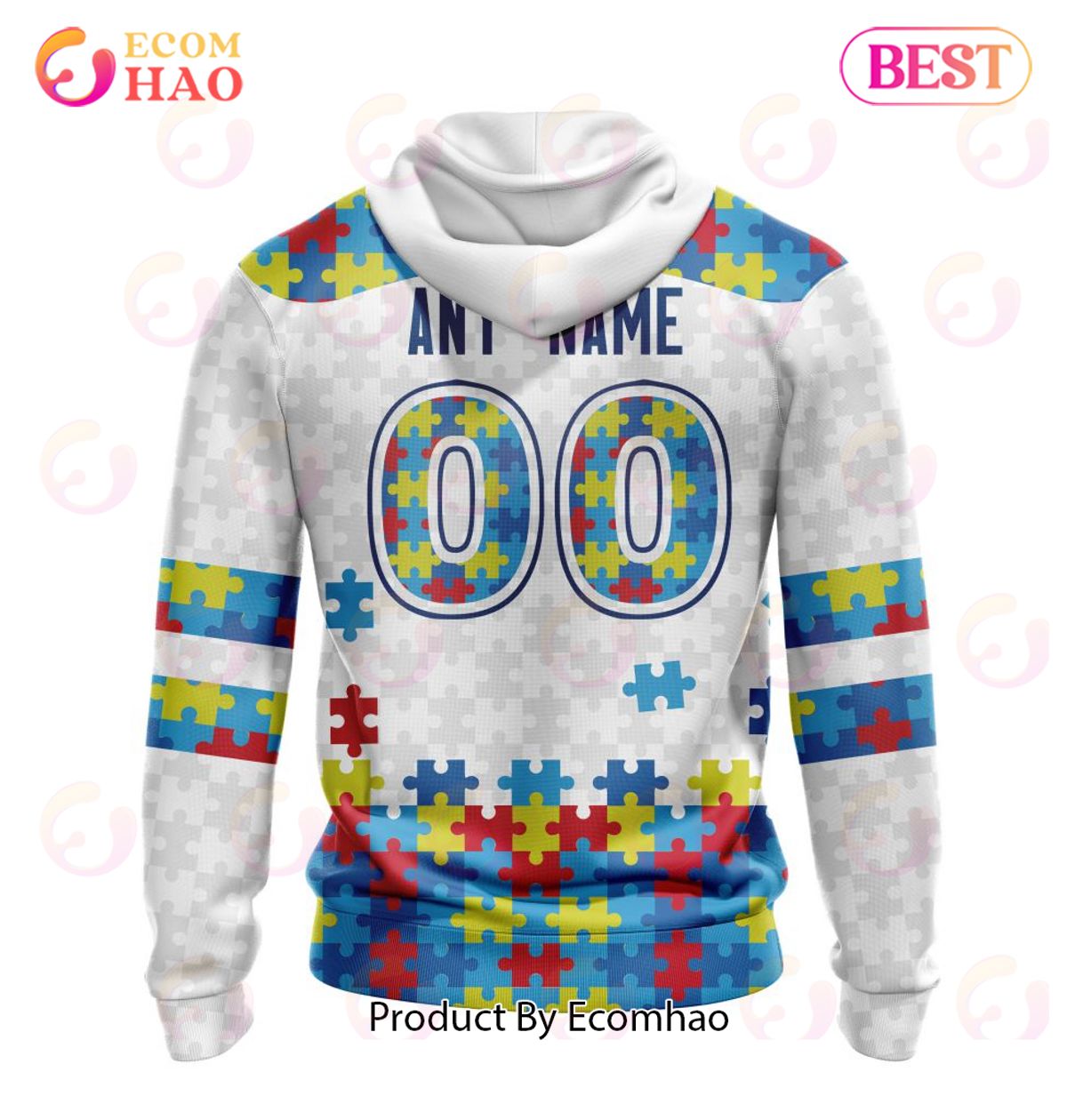 NRL Brisbane Broncos Custom Name Number Autism Awareness Pullover Hoodie NRL Brisbane Broncos Custom Name Number Autism Awareness Pullover Hoodie