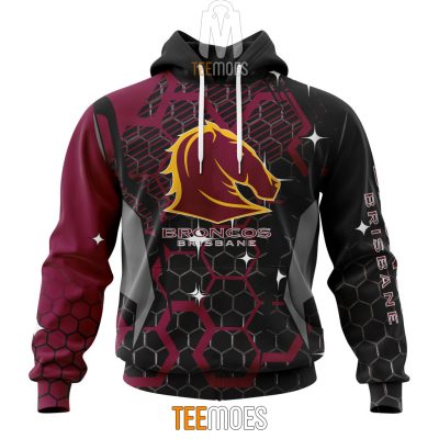 NRL Brisbane Broncos Custom Name Number MotoCross Style Pullover Hoodie