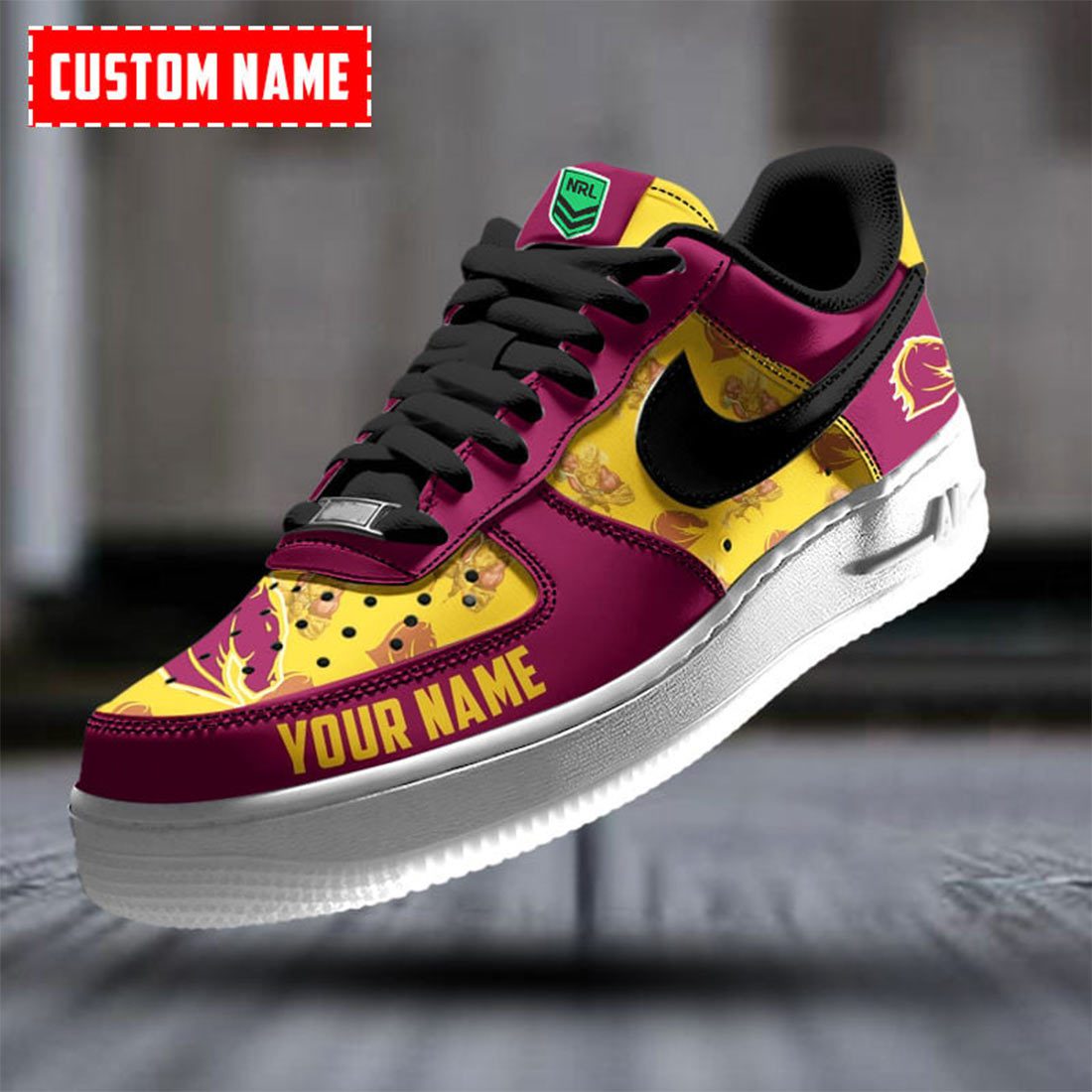 NRL Brisbane Broncos Custom Name Special Edition Air Force 1 Sneakers NRL Brisbane Broncos Custom Name Special Edition Air Force 1 Sneakers