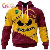 NRL Brisbane Broncos Custom Name Number Halloween Pullover Hoodie