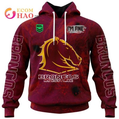 NRL Brisbane Broncos Custom Name Number Halloween Pullover Hoodie V2