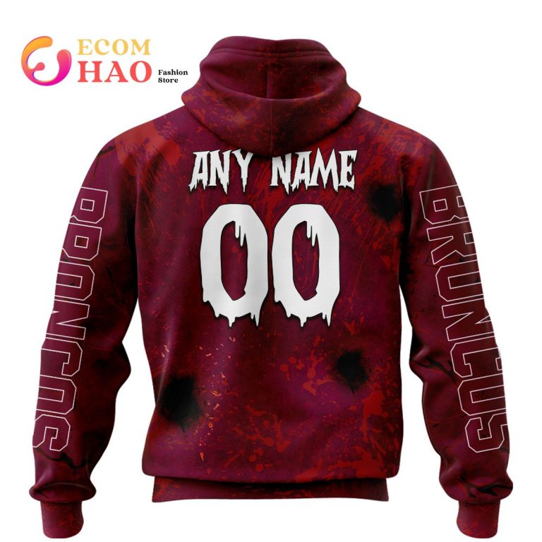 NRL Brisbane Broncos Custom Name Number Halloween Pullover Hoodie V2 NRL Brisbane Broncos Custom Name Number Halloween Pullover Hoodie V2