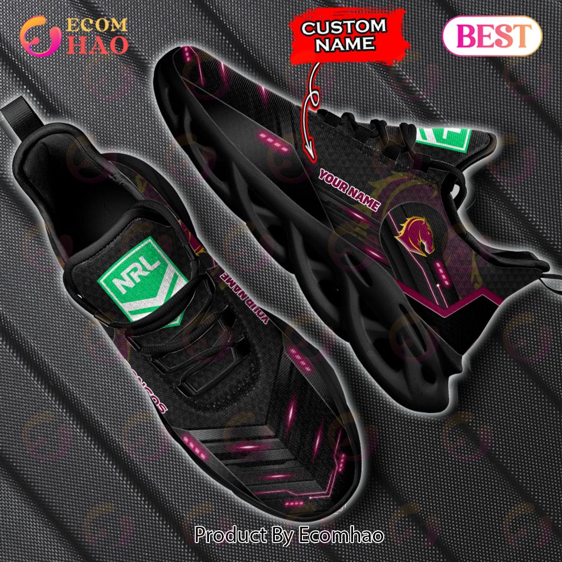 NRL Brisbane Broncos Custom Name 2023 New Max Soul Shoes V3 NRL Brisbane Broncos Custom Name 2023 New Max Soul Shoes V3