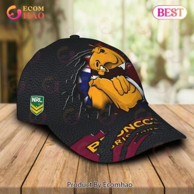 NRL Brisbane Broncos Custom Name Mascot Classic Cap V2