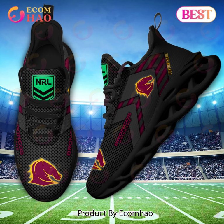 NRL Brisbane Broncos Custom Name Black Max Soul Shoes NRL Brisbane Broncos Custom Name Black Max Soul Shoes
