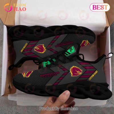 NRL Brisbane Broncos Custom Name Black Max Soul Shoes